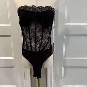 Fashion Nova Black Lace Strapless Bodysuit